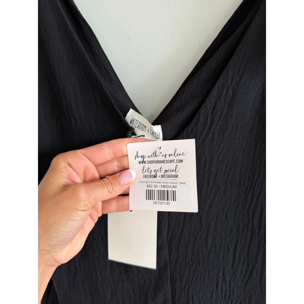 Whiteroom + Cactus Sardinia Sleeveless Tie Shoulder Strap Jumpsuit Black M NWT - Picture 7 of 8